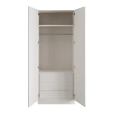Click Here To Enlarge This Photo Of Shaker White Double Wardrobe with Single Rail & Internal Drawers - BEDWP1510D