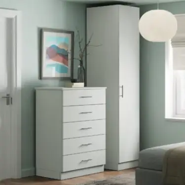 Click Here To Enlarge This Photo Of Slab Light Grey Double Wardrobe with Double Rail - BEDGM1209D