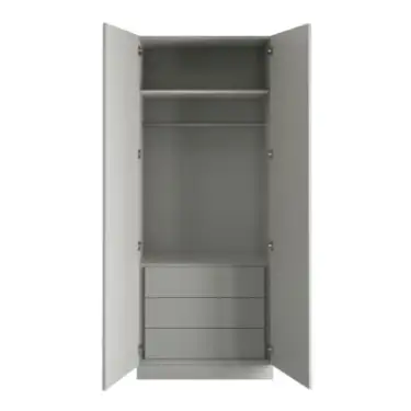 Click Here To Enlarge This Photo Of Slab Light Grey Double Wardrobe with Single Rail & Internal Drawers - BEDGM1210D
