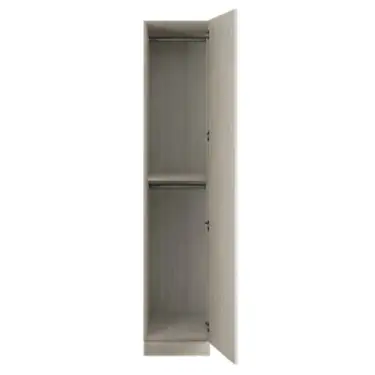 Click Here To Enlarge This Photo Of Classic Square Panel Taupe Grey Single Wardrobe with Double Rail - BEDUH2103S
