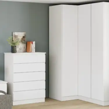 Click Here To Enlarge This Photo Of J-Pull Handleless White Single Wardrobe with Single Rail - BEDWJ0502S