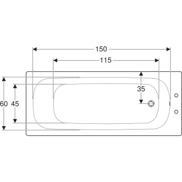 Click Here To Enlarge This Photo Of Twyford Celtic Rectangular Steel Bath BL1502WH – 1700mm x 700mm White Single-Ended Bath with Pre-Drilled Tap Holes