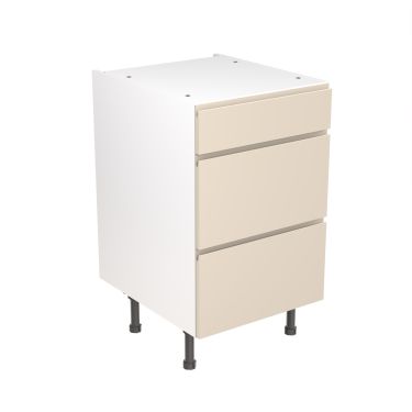 Click Here To Enlarge This Photo Of Kitchen Kit Flatpack J Pull Ultra Matt Cashmere 500 Base Unit 3 Drawer - FKKJ0641