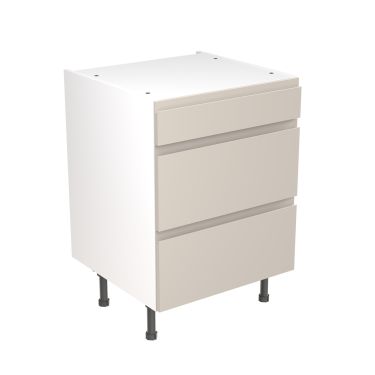 Click Here To Enlarge This Photo Of Kitchen Kit Flatpack J Pull Ultra Matt Light Grey 600 Base Unit 3 Drawer - FKKJ0706