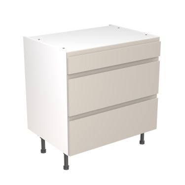 Click Here To Enlarge This Photo Of Kitchen Kit Flatpack J Pull Ultra Matt Light Grey 800 Base Unit 3 Drawer - FKKJ0707