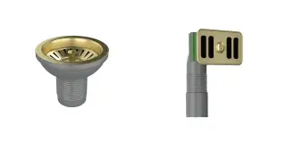 Kitchen Strainer Waste Brushed Brass With Rectangular Overflow