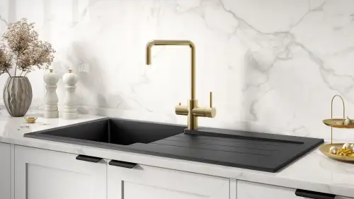 Click Here To Enlarge This Photo Of Instant 3 in 1 Hot Water Brushed Brass Tap