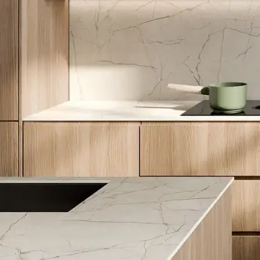 Click Here To Enlarge This Photo Of Aria Aura Marble Compact Laminate Worktop - F9669