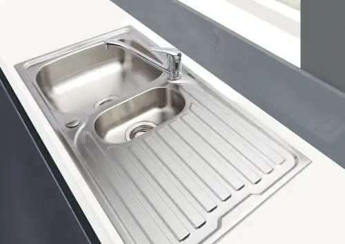 Click Here To Enlarge This Photo Of Stainless Steel 1.5 Bowl Sink with Drainer - SS-15BD